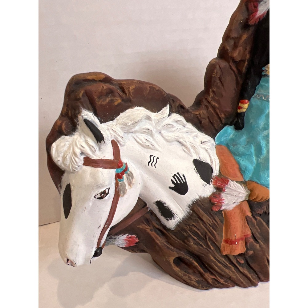 Native American Hand‎ Painted Children on Horse Ceramic Sculpture Figurine Decor - Picture 3 of 7